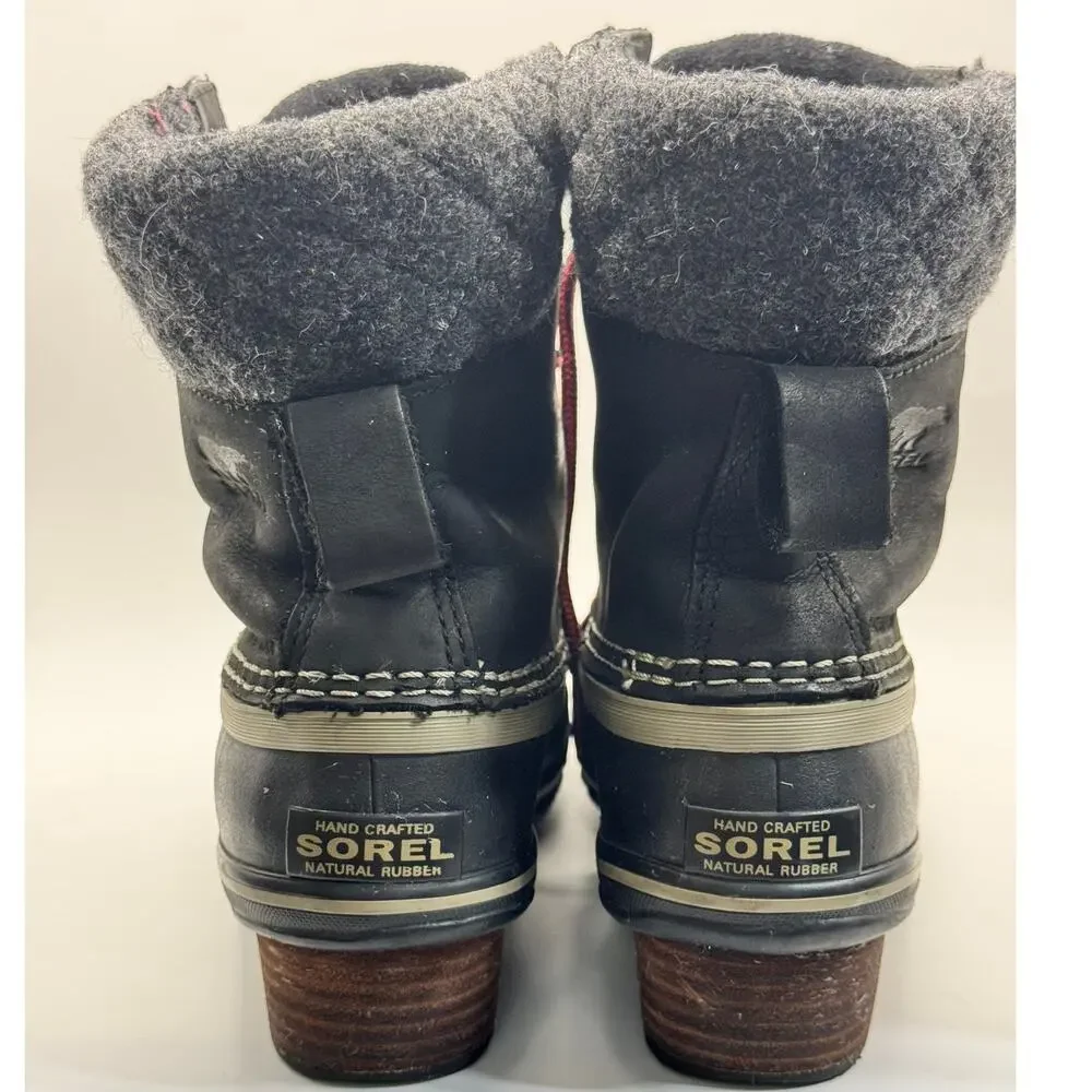 Sorel Slimpack II Lace Boots‎ Women 6 Black Kettle Waterproof Duck NL2348